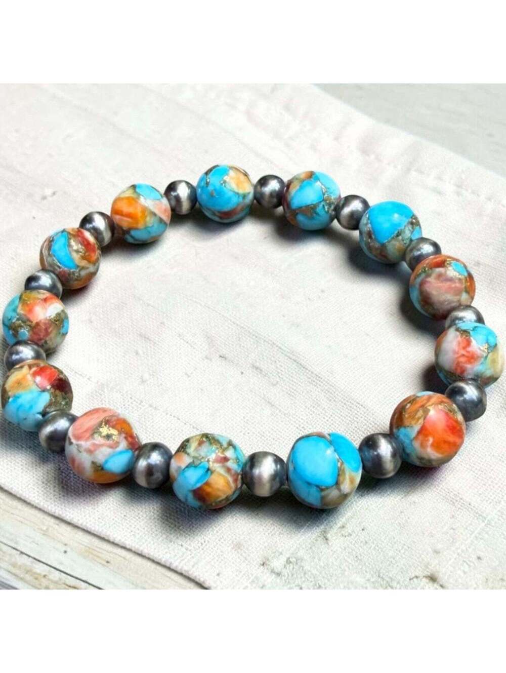 6" Orange Mohave Stretch Bracelet
